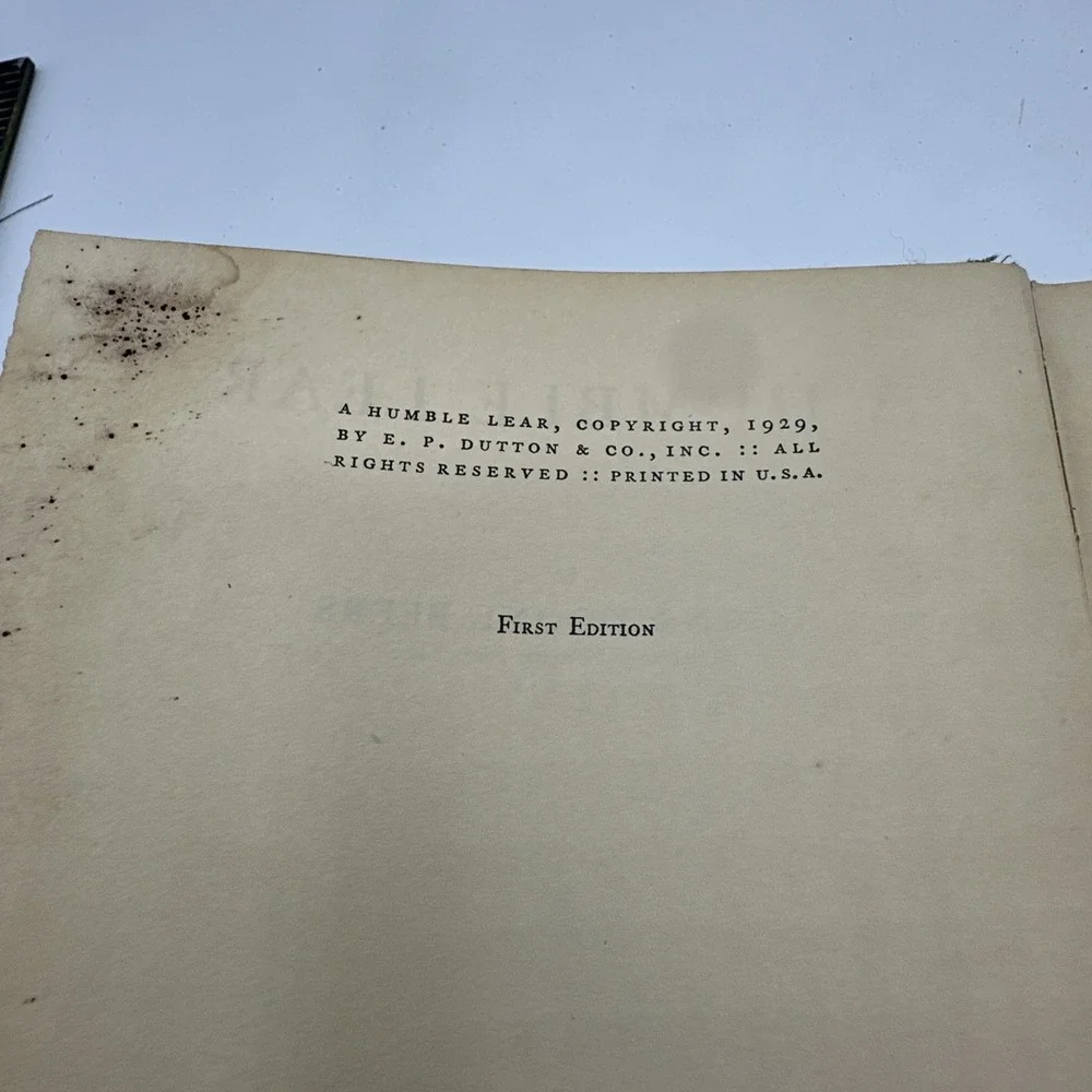 A Humble‎ Lear by Lorna Doone Beers.  First Edition 1929 Hardcover